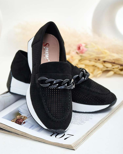 Royalfashion Ажурни дамски мокасини с верижка Isolla