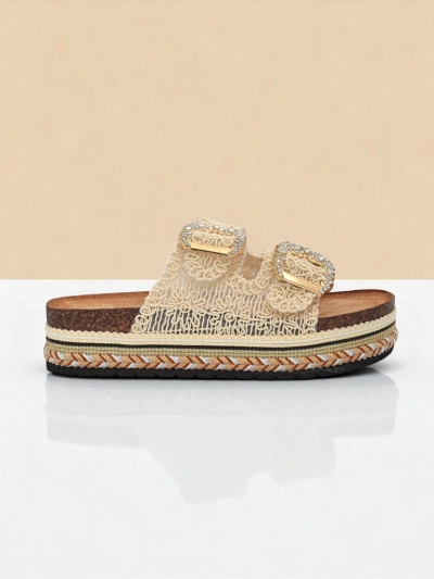 Royalfashion Дамски чехли с катарами с камъни GlamCork