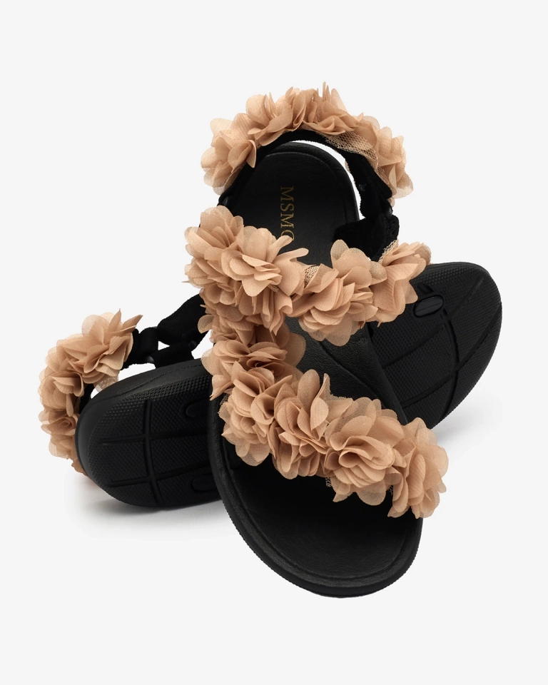 Royalfashion Бежови дамски сандали с цветя Alferroy