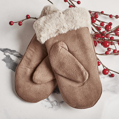 Brązowe dziecięce rękawiczki na sznurku i z jednym palcem - Rękawiczki