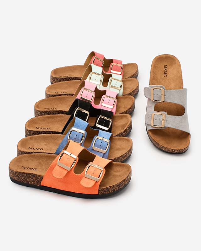 Дамски чехли Letitia черни, велурени, плосък ток, италиански дизайн