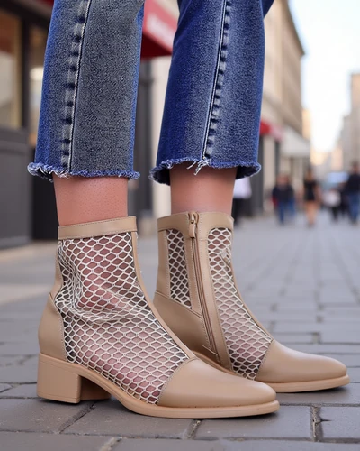 Royalfashion Женски обувки до глезена с отворени детайли и нисък ток Rowices