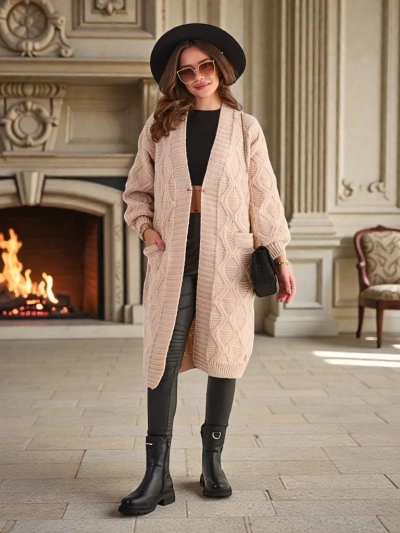 Ройалфешън Плетен дамски пончо пуловер