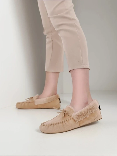 Луксозни дамски мокасини с мех Ahtikes