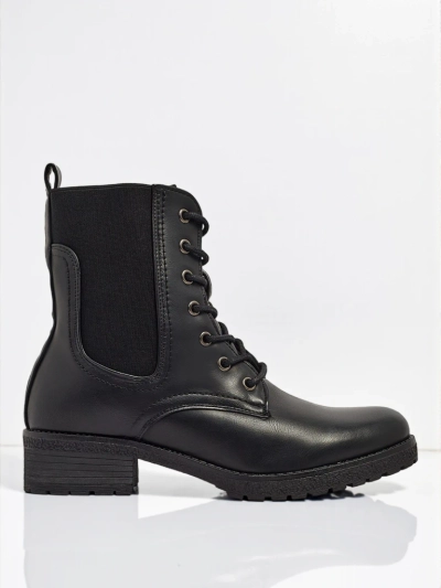 Дамски боти Oslynne от еко кожа с връзки