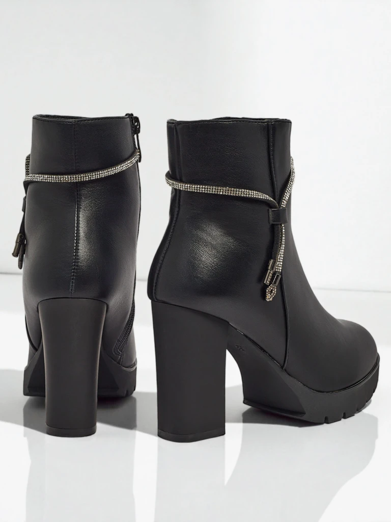 Дамски еко кожени боти до глезена на ток Marellin