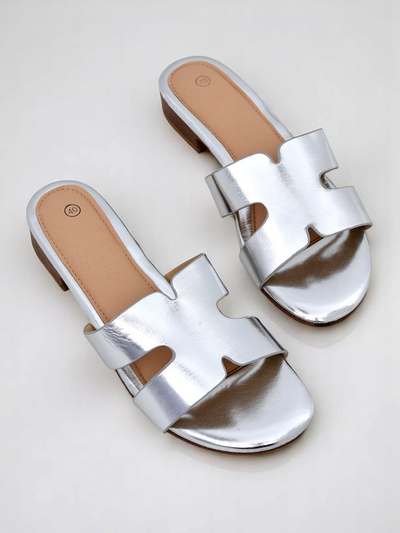 Royalfashion Дамски чехли на плоска подметка SilverEase