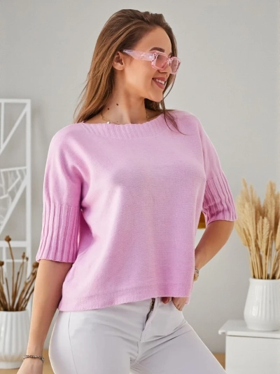 Рокляда на модата Дамски вискозов пуловер с къси ръкави