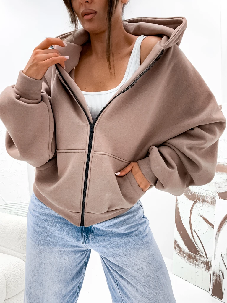 Royalfashion Дамски памучен ватиран суитшърт butterfly