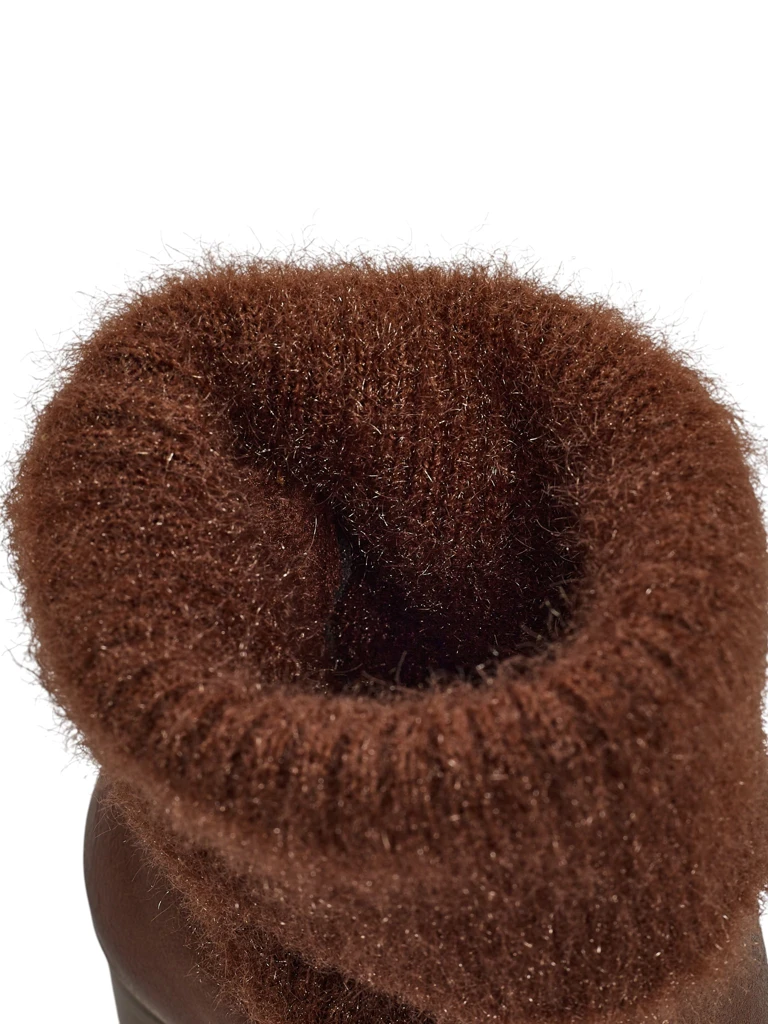 Дамски боти до глезена от еко кожа на ток с плетиво Tirave