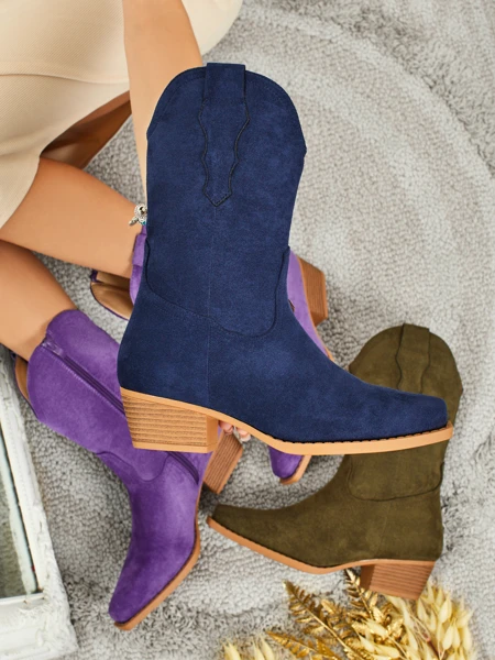 Дамски еко велурени каубойски ботуши SpireHush