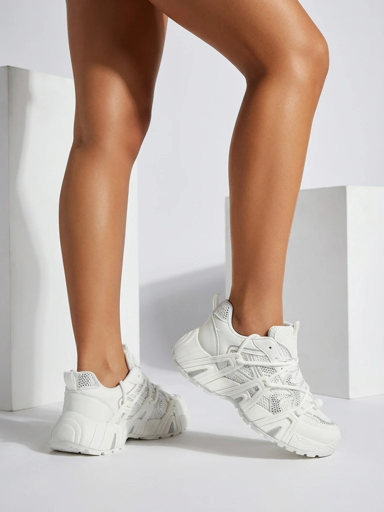 Дамски маратонки Aurora, бели, кожени, спортни за пролетта