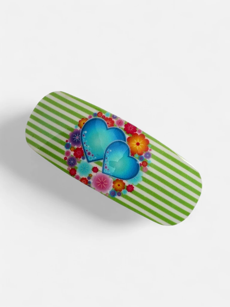 Цветна детска шнола за коса със сърчица