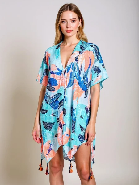 Парео Callista Royalfashion многоцветно до коляното с V-образно деколте