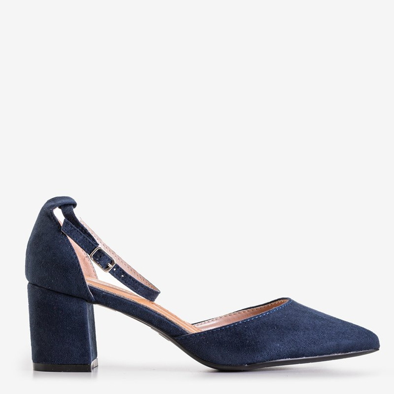 Granatowe damskie sandały na słupku Rumila - Obuwie