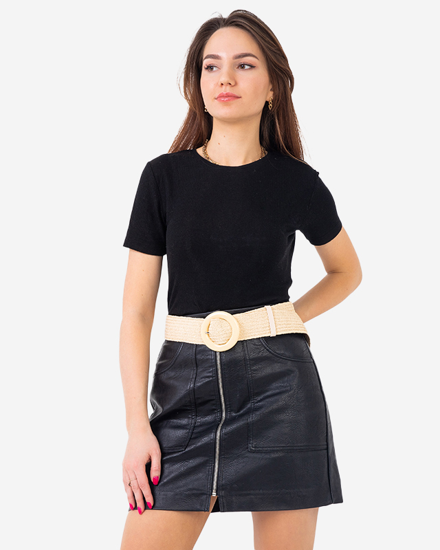 Beżowy pleciony pasek damski - Akcesoria