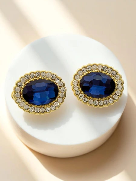 Royalfashion Дамски обеци на клипс с кристал и цирконий