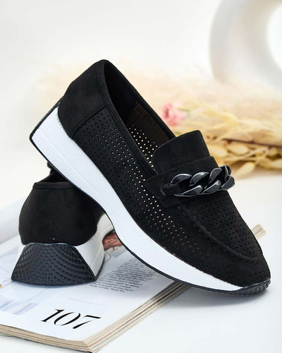 Royalfashion Ажурни дамски мокасини с верижка Isolla