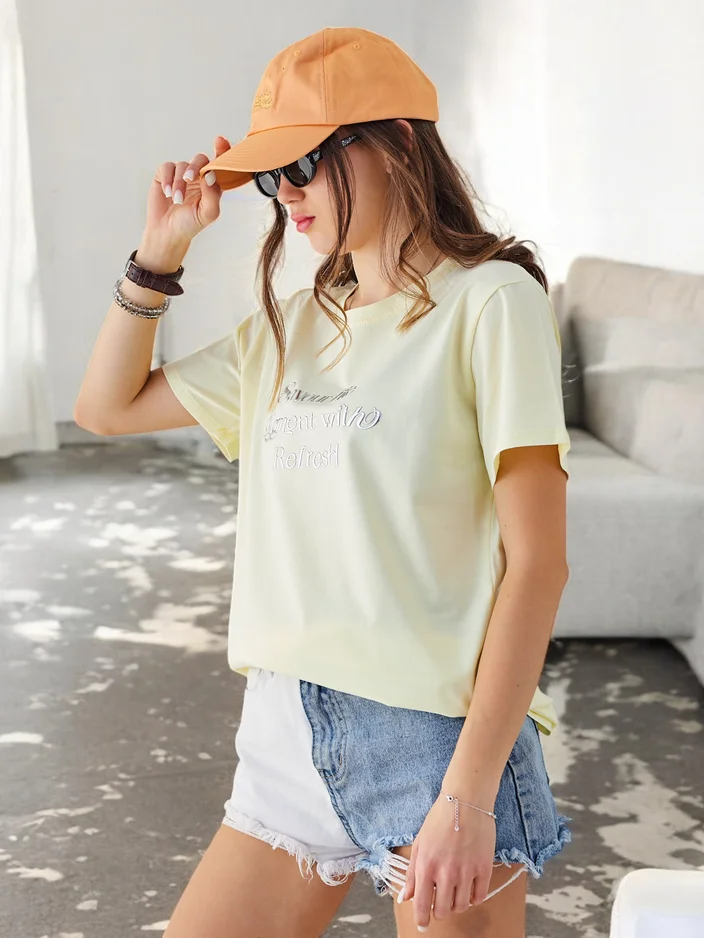 Royalfashion Женска памучна тениска Насладете се на момента с Refresh