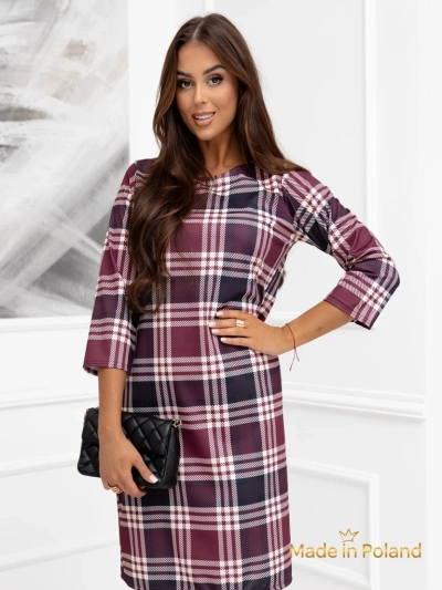 Дамска мини карирана рокля с джобове Violetta