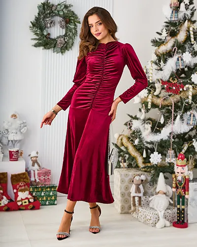 Дамска миди рокля Royalfashion със сборове