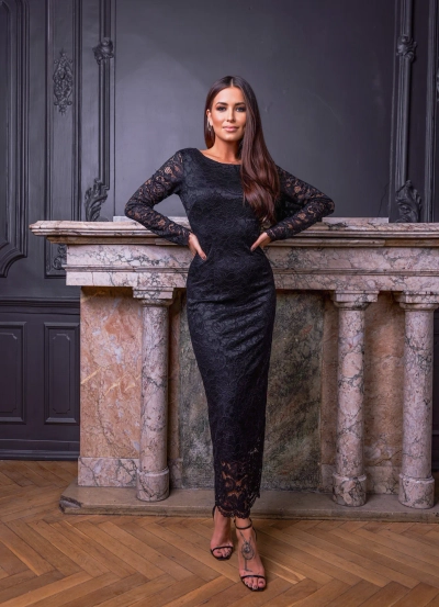 Дамска дантелена миди рокля на Royalfashion