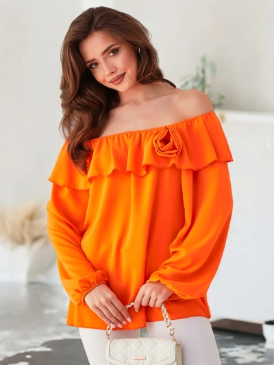 Риза за жени Royalfashion в испански стил с волани и цвете