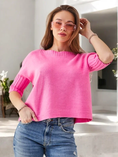 Royalfashion дамски пуловер от вискоза с къс ръкав