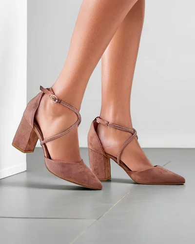 Royalfashion дамски еко велур обувки с презрамки Eurole