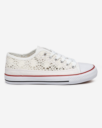 Białe damskie ażurowe trampki Tareni - Obuwie