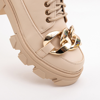 Beżowe półbuty na płaskim obcasie Eqoia - Obuwie