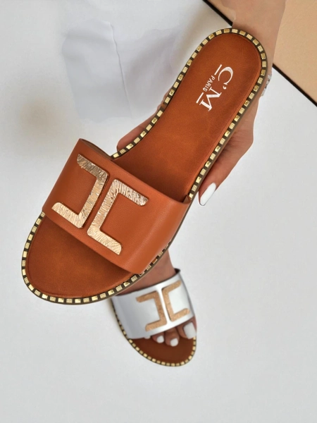 Royalfashion Дамски чехли от еко кожа с декорация Gildra