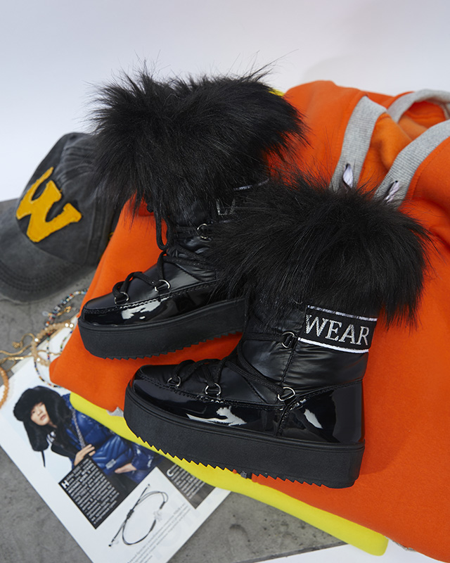 Черни детски обувки a'la с косъм Asika - Обувки