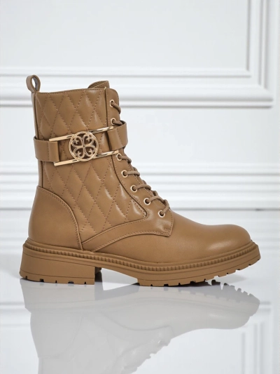 Дамски боти с ефектна капитонирана еко кожа Sable Rose