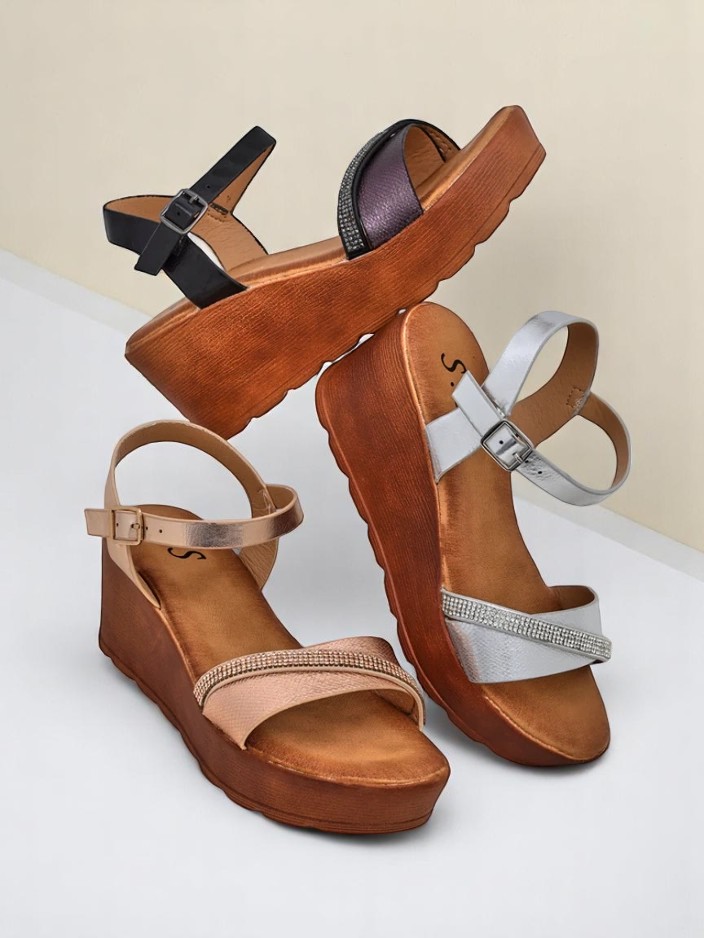 Royalfashion Женски платформи с камъчета и блестящи елементи Aurora Glow