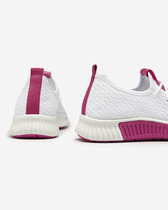 Бели дамски спортни обувки с вложки в цвят фуксия Kedeti - Обувки