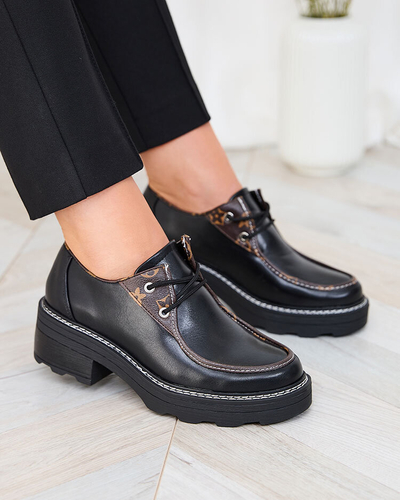 Royalfashion Черни дамски полуботи с плътна подметка Dobbin