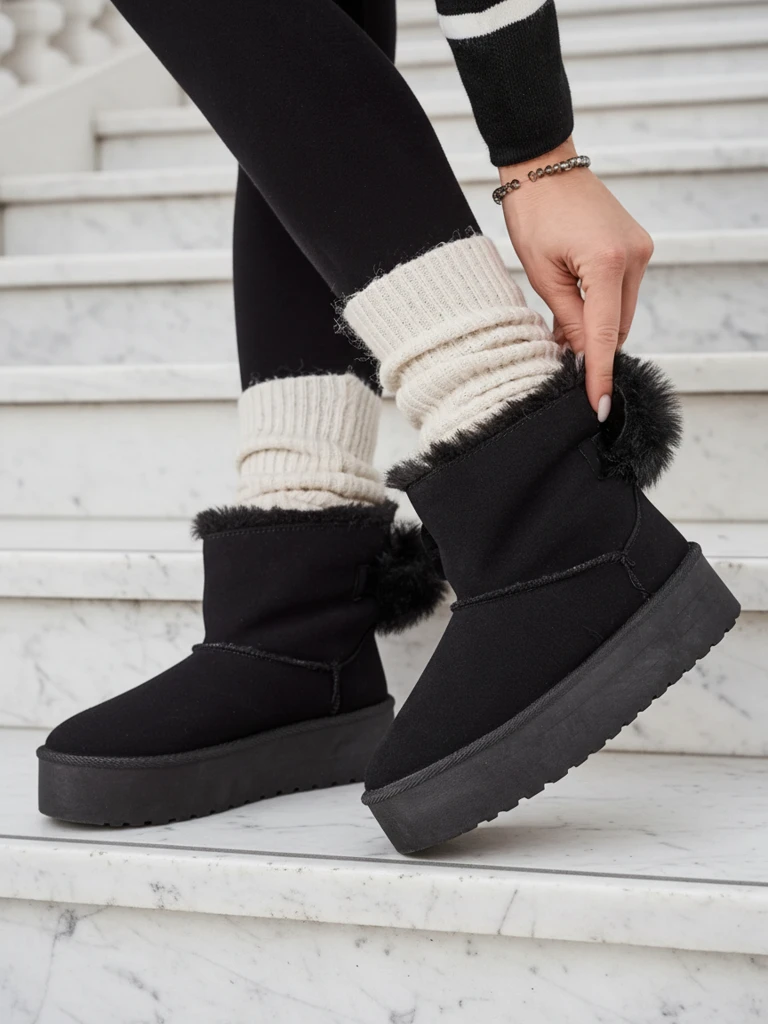 Royalfashion Дамски ботуши a'la snow boots в черно Goroggo