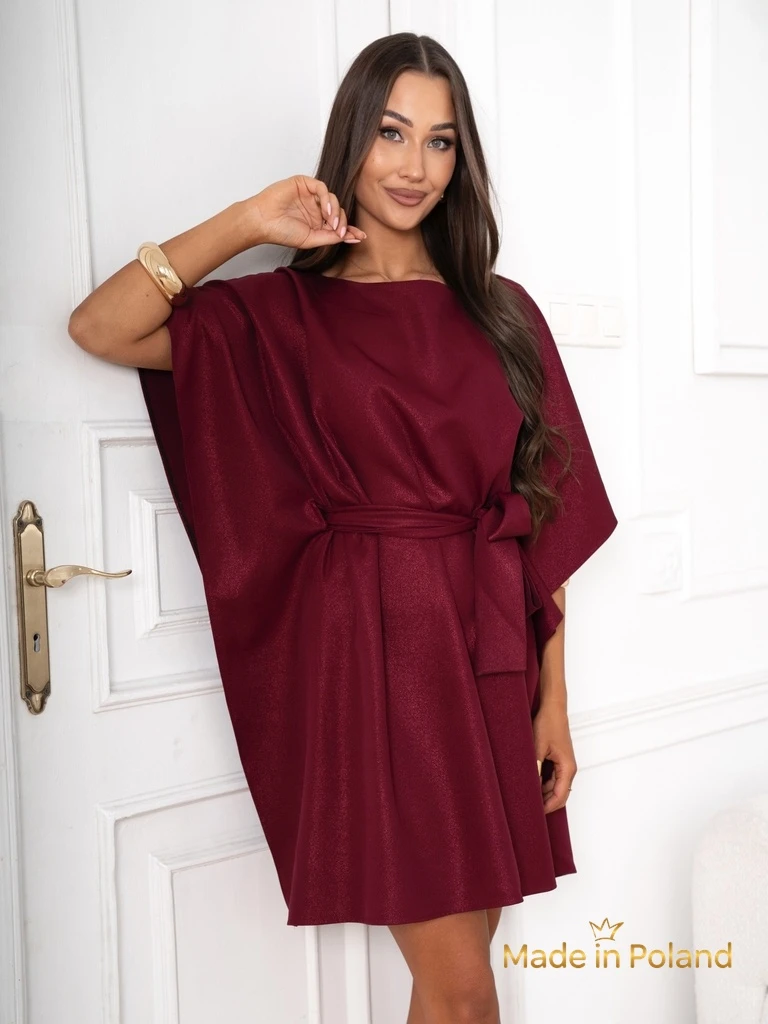 Aurelia Bordowa Sukienka Elegante