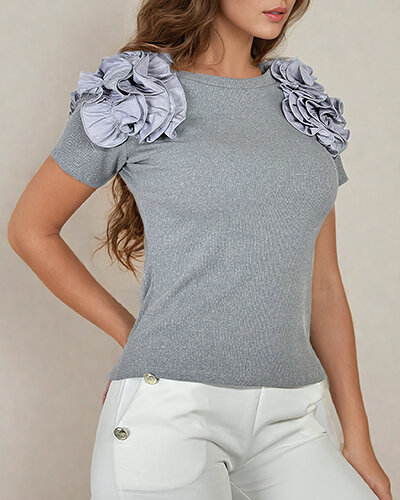 Royalfashion Прилепнала дамска блуза с ребра