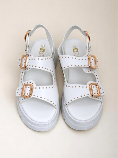 Royalfashion Дамски сандали на дебела подметка с камъчета Rocky Chic