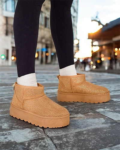 Ройалфешън Бежови дамски снежни ботуши а'ла UGGs Corob