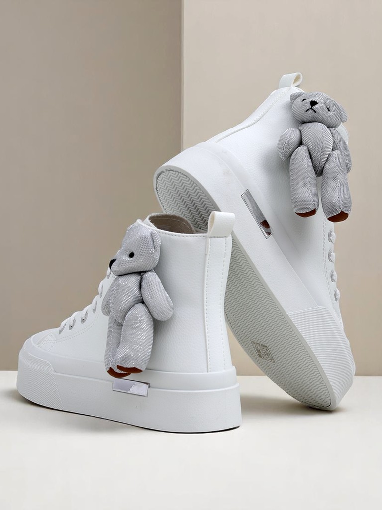 Royalfashion Дамски високи кецове с мече Теди