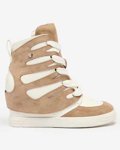 Royalfashion Светлокафяви дамски спортни ботуши Pamstinsa на токчета