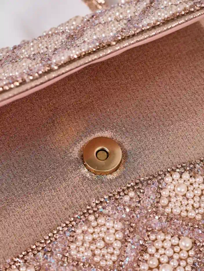 Royalfashion Малка дамска чанта с цирконии и перли