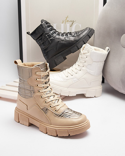 Calista Дамски Обувки Модерни Плоски Боти Кремави