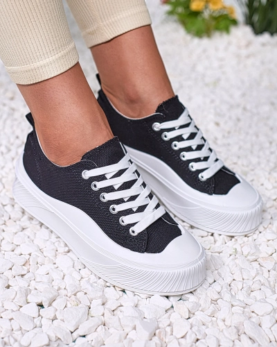 Royalfashion Черни спортни маратонки на платформа Luceri