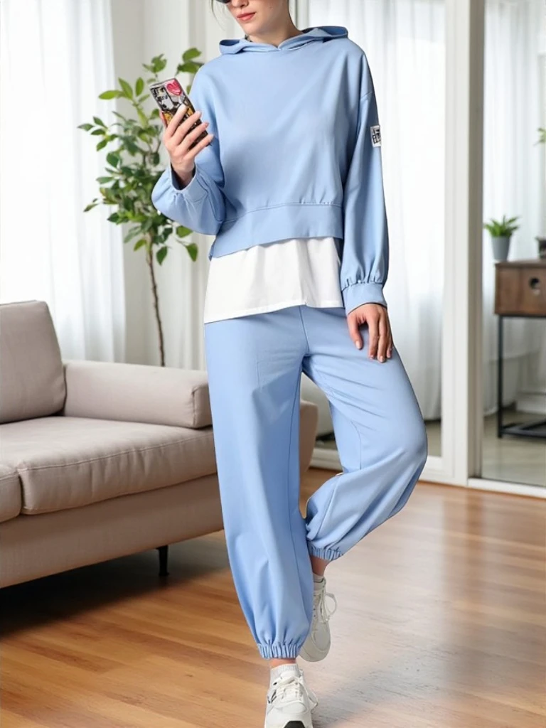 Royalfashion Дамски памучен комплект с риза