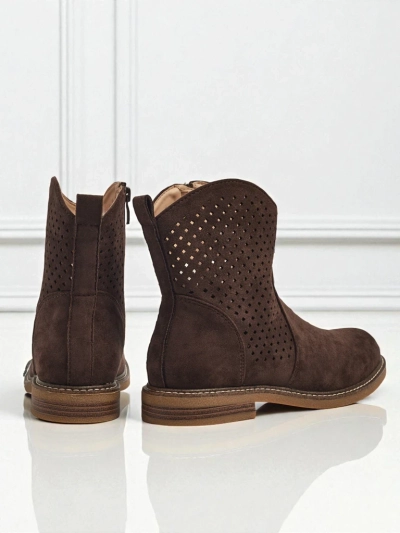 Ажурни еко велурени боти до глезена с естествена стелка Nolani