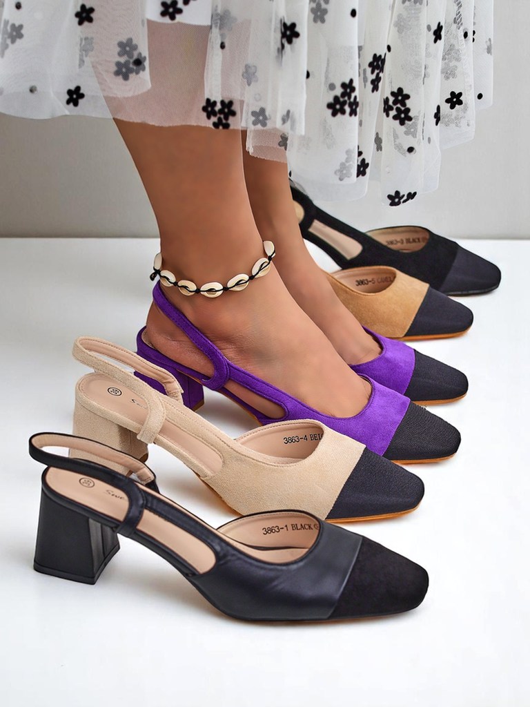 Royalfashion Дамски обувки на нисък ток с декоративен нос Eleganzo